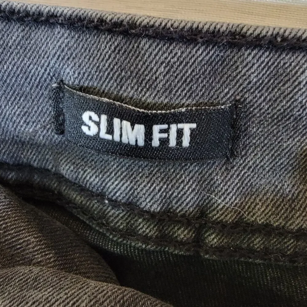 Men’s Gray Slim Fit Stretch Denim Jeans Casual Pants Stone Falcon 36x30 - Picture 5 of 8